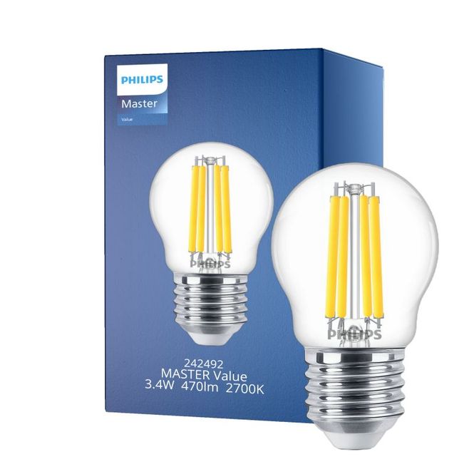 Hovedbilde Philips Master Value LED Lustre E27 Ball filament ...