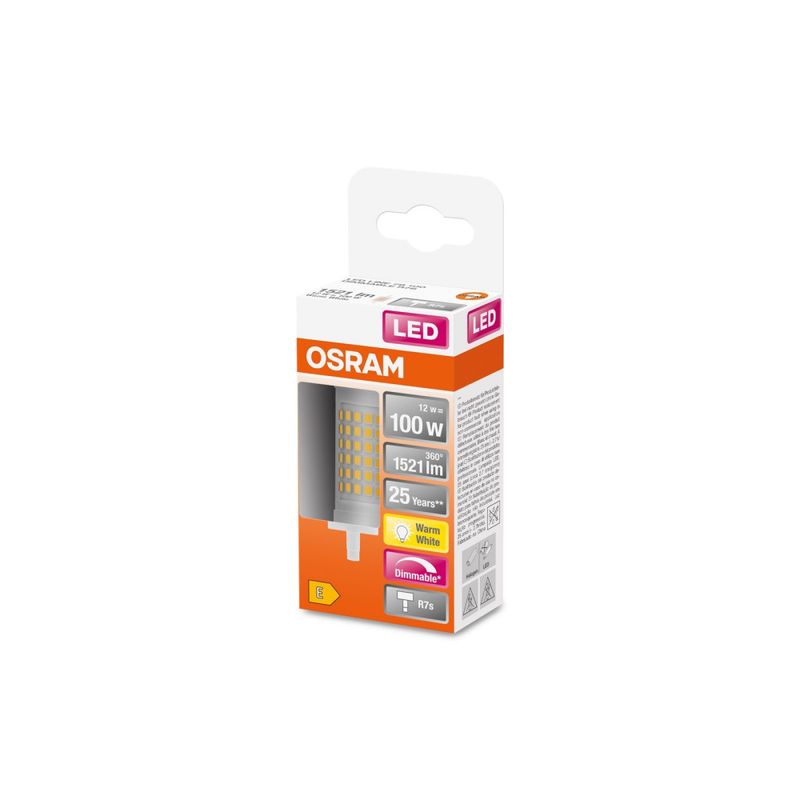Osram LED Linear R7s Parathom 78mm Klar 12W 1521lm - 827 Ekstra Varm Hvit | Dimbar - Erstatter 100W